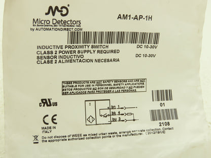 Micro Detectors AM1-AP-1H Inductive Proximity Switch/Sensor 10-30VDC 18mm OD