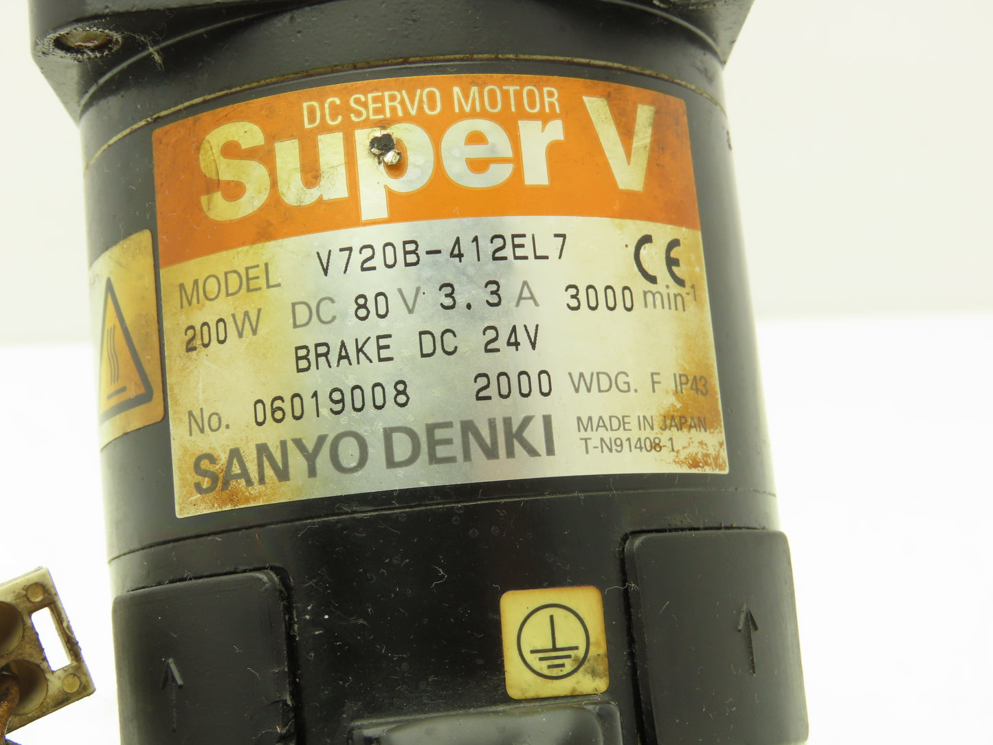 Sanyo Denki V720B-412EL7 Super V DC Servo Brake Motor 80 VDC W/Encoder 24V Brake