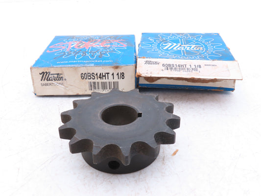 Martin 60BS14HT 1-1/8 #60 Roller Chain Sprocket 14-Tooth 1-1/8" Bore  Lot of 2