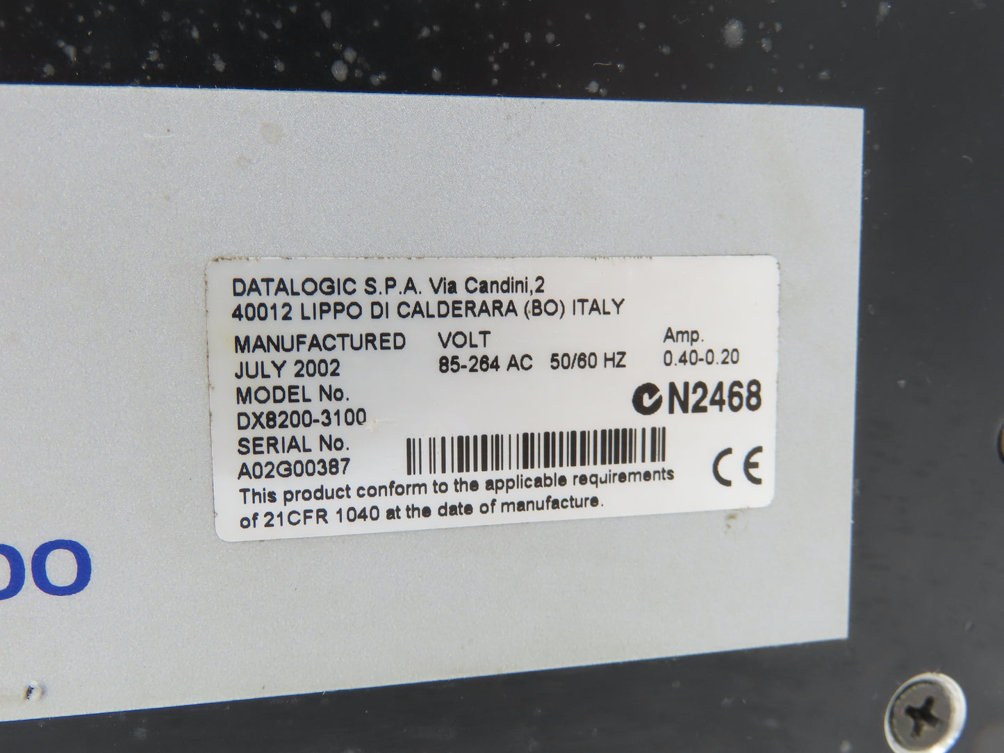Datalogic DX8200-3100 Laser Barcode Scanner X-Pattern 85-264VAC 50/60Hz