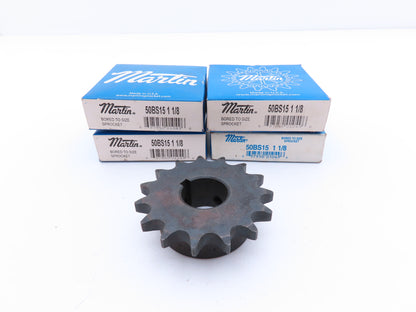 Martin 50BS15 1-1/8 #50 Roller Chain Sprocket 15-Tooth 1-1/8" Bore  Lot of 4