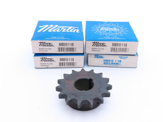 Martin 50BS15 1-1/8 #50 Roller Chain Sprocket 15-Tooth 1-1/8" Bore  Lot of 4