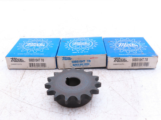 Martin 50BS15HT 7/8 #50 Roller Chain Sprocket 15-Tooth 7/8" Bore  Lot of 3