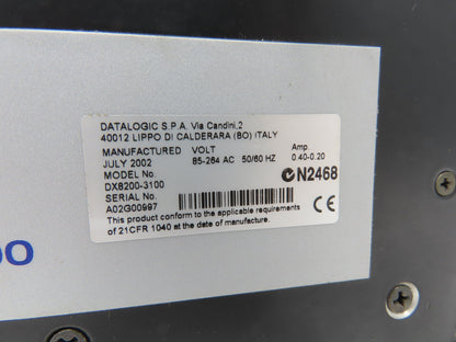 Datalogic DX8200-3100 Laser Barcode Scanner X-Pattern 85-264VAC 50/60Hz
