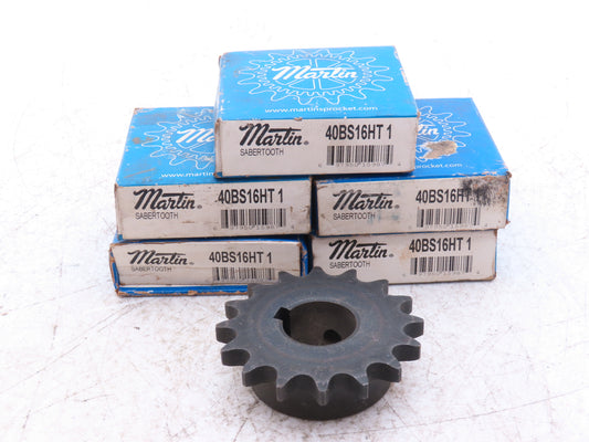 Martin 40BS16HT 1 #40 Roller Chain Sprocket 16-Tooth 1" Bore  Lot of 5