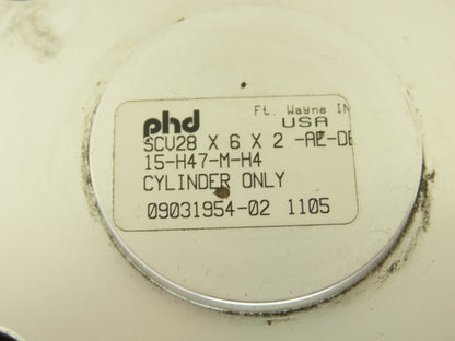 PHD SCV28 x 6 x 2 Pneumatic Cylinder 3.150" Bore x 6" Stroke Cushion  Rodlok