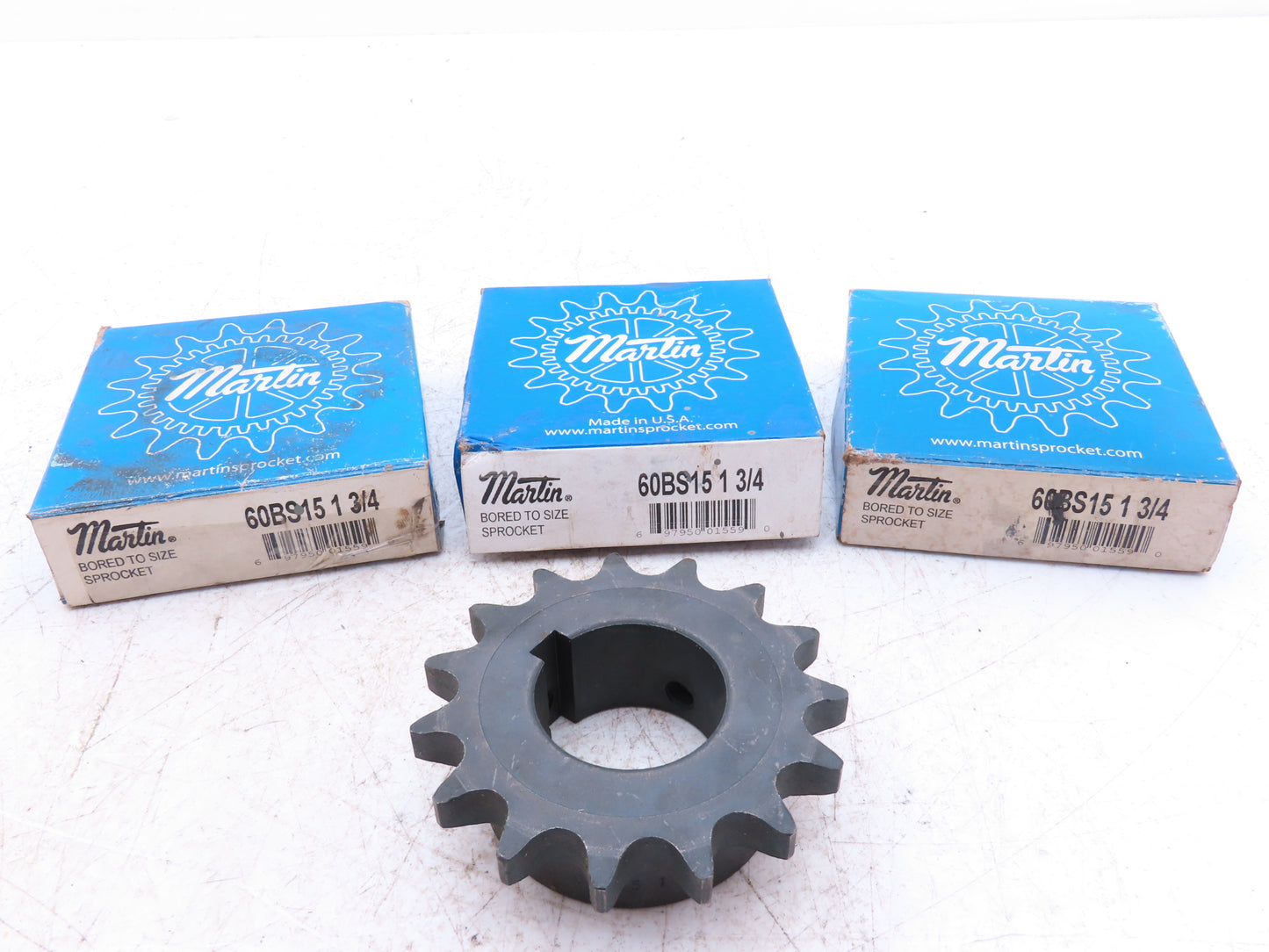 Martin 60BS15 1-3/4 #60 Roller Chain Sprocket 15-Tooth 1-3/4" Bore  Lot of 3