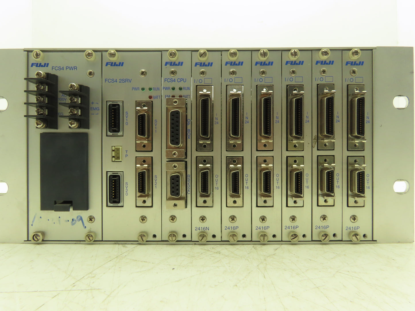Fuji Electric FCS4 PWR 2SRV CPU 2416N 2416P PLC Assembly Rack 6 Card Slots