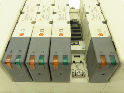 SMC VQ4301-5W Pneumatic Solenoid Valve 5-Station Manifold 4 Valves 1 Missing