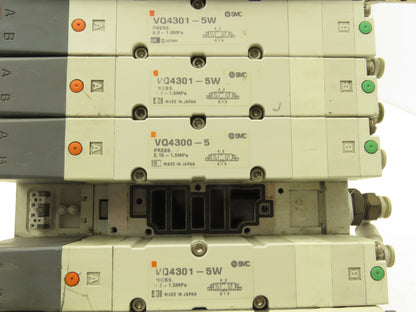 SMC VQ4301-5W Pneumatic Solenoid Valve 5-Station Manifold 4 Valves 1 Missing