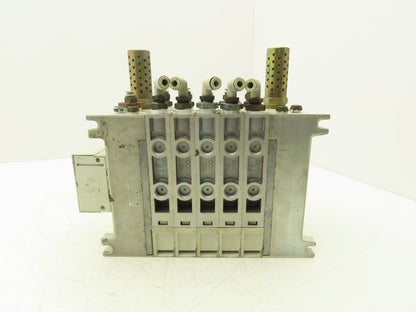 SMC VQ4301-5W Pneumatic Solenoid Valve 5-Station Manifold 4 Valves 1 Missing