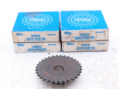 Martin 25B32 #25 Roller Chain Sprocket 32T 5/8" Keyed Bore  Lot of 4