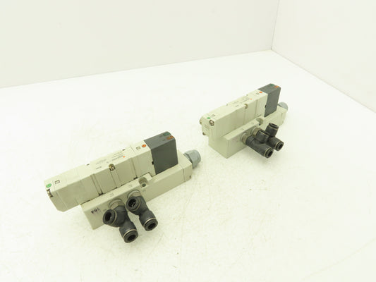 SMC VQ4400-5 Pneumatic Air Solenoid Valve 5 Port W/Manifold 24VDC Lot of 2