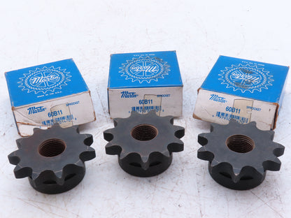 Martin 60B11 #60 Roller Chain Sprocket 11-Tooth 1" Threaded Bore  Lot of 3