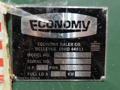 American 5029L Economy Horizontal Paper Baler 42x29x60" Bale Manual Tie 40Hp 480V
