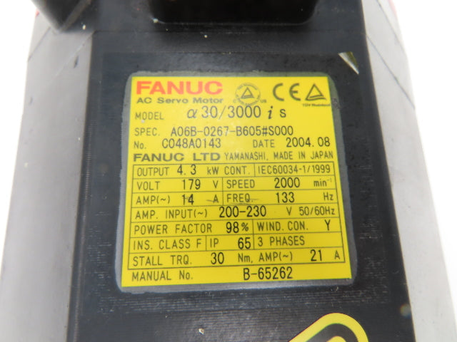 Fanuc A06B-0267-B605#S000 AC Servo Motor 30/3000 4.3KW Encoder A860-2014-T301