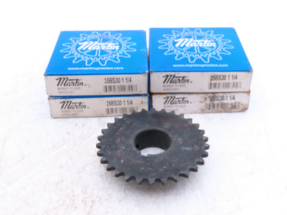 Martin 35BS30 1 1/4 #35 Roller Chain Sprocket 30T 1-1/4" Keyed Bore  Lot of 4