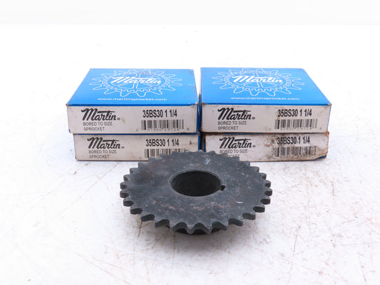 Martin 35BS30 1 1/4 #35 Roller Chain Sprocket 30T 1-1/4" Keyed Bore  Lot of 4