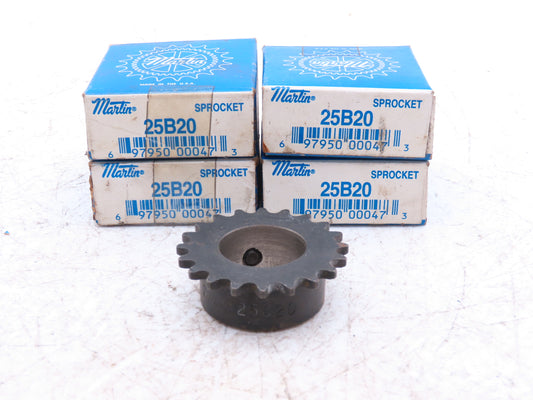 Martin 25B20 #25 Roller Chain Sprocket 20T 7/8" Bore set screw Lot of 4