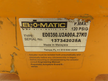 El-O-Matic ED0350.U2A00A.27K0 Pneumatic Valve Actuator 120 PSI Quarter Turn