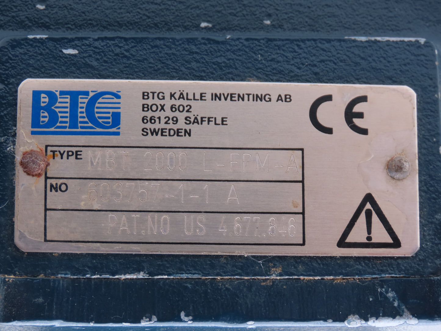 BTG Kalle MBT 2000 L-FPM-A Consistency Transmitter Blade Type