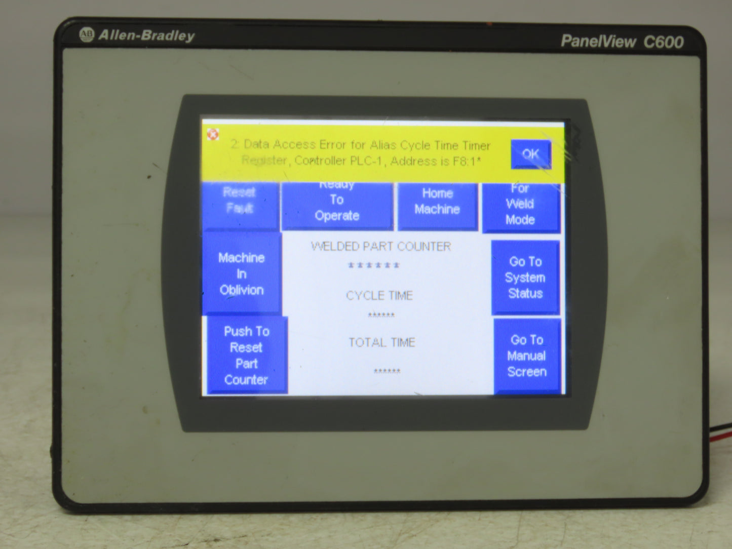 Allen Bradley 2711C  -T6T PanelView 1000 HMI Control Panel Ser A Rev A 24VDC