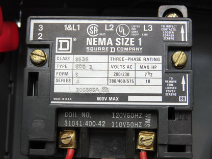 Square D HBS8536SCL480 MCC Bucket Motor Starter 10Hp Size 1 Disconnect 600V 3Ph