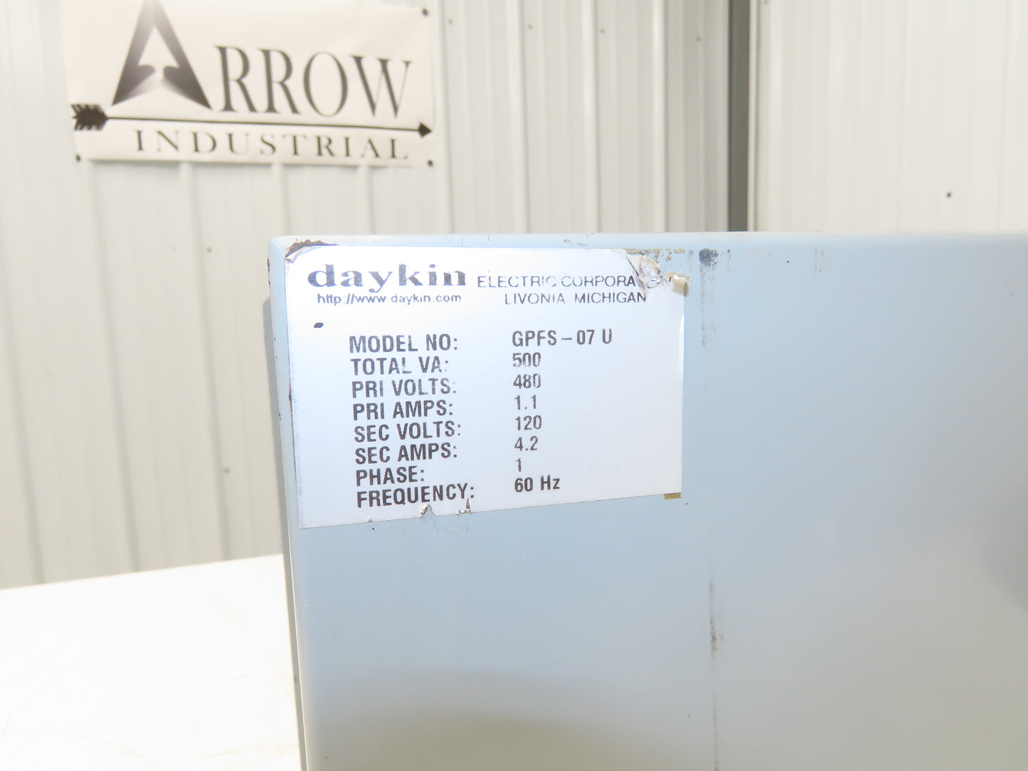 Daykin GPFS-07 U Stepdown Transformer Disconnect 500VA 1Ph HV 480V LV 120V