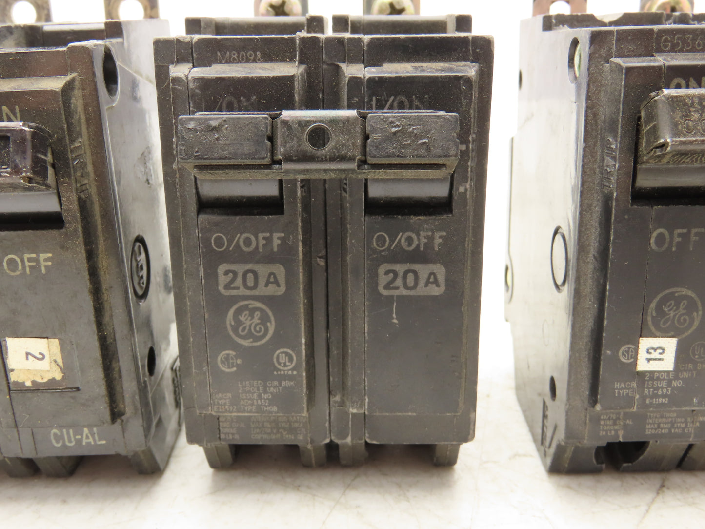 General Electric THQB2120 Bolt-On Circuit Breaker 20A 240V 2 Pole 1PH Lot of 7