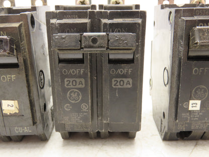 General Electric THQB2120 Bolt-On Circuit Breaker 20A 240V 2 Pole 1PH Lot of 7