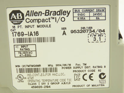 Allen Bradley 1769-IA16 Compact Logix I/O Input Module 16Pt Ser A Lot of 2