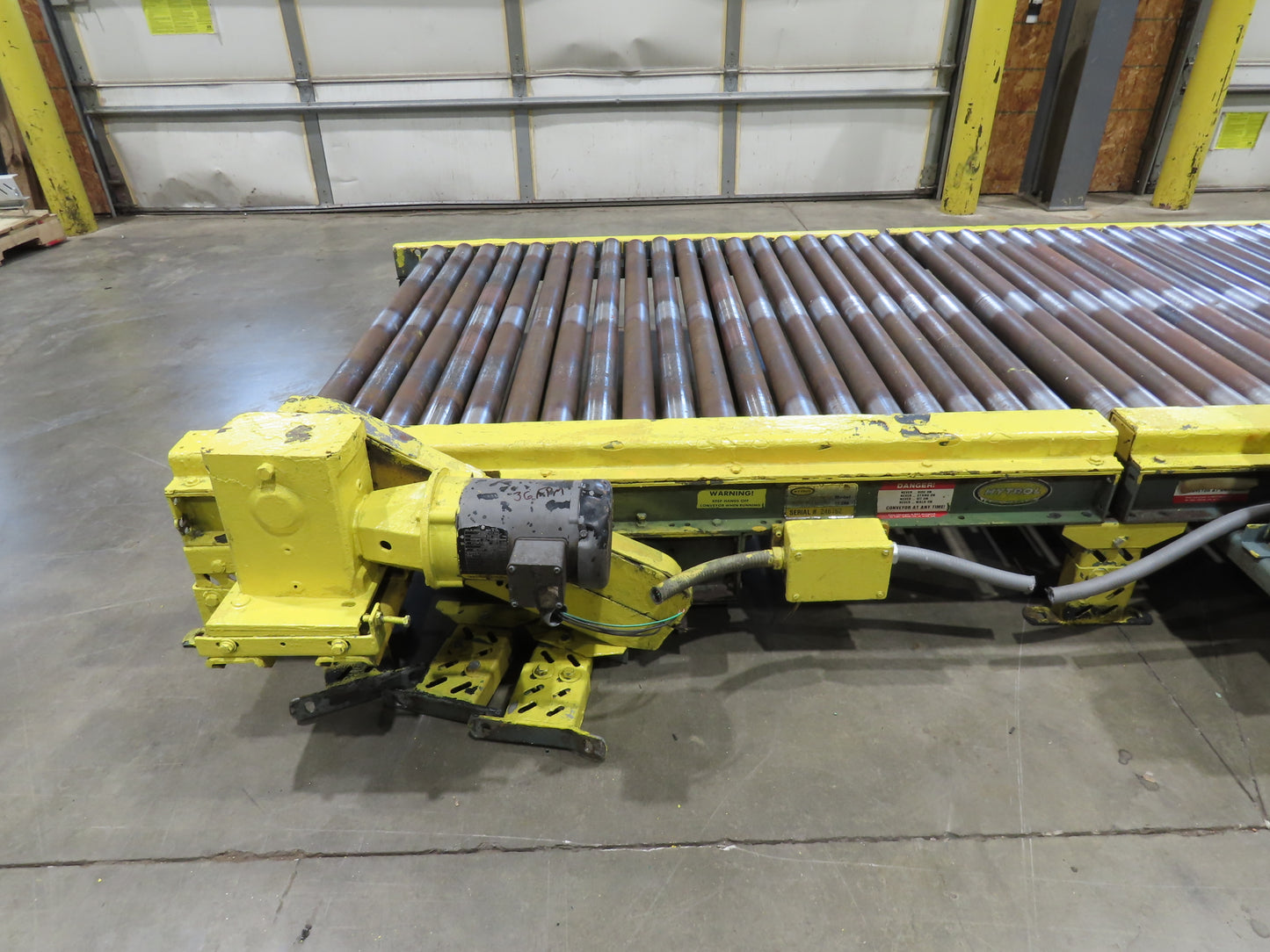 Hytrol 25-CRR 50"W x 15'L Pallet Conveyor 2.5" Roller 3PH Chain Drive 35FPM
