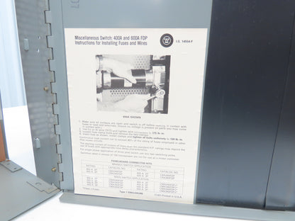 Westinghouse FDP325R Safety Disconnect Switch 400A 240VAC 100Hp 3Ph Fused