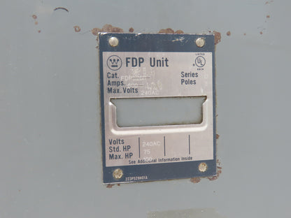 Westinghouse FDP325R Safety Disconnect Switch 100/400A 240VAC 100Hp 3Ph READ