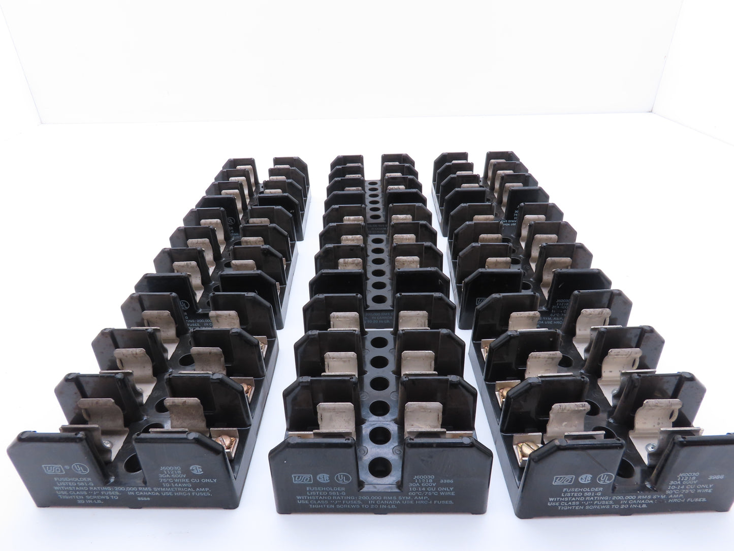 Bussmann J60030 11218 Fuse Block Panel Mount Class J 3 Pole 30A 600V Lot of 9