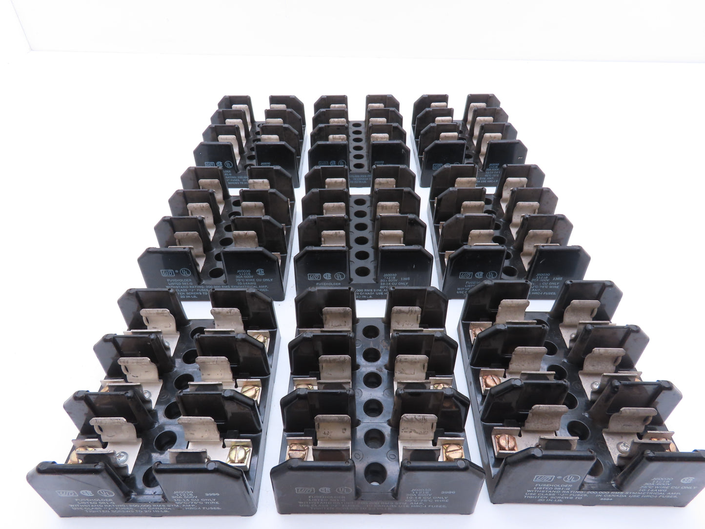 Bussmann J60030 11218 Fuse Block Panel Mount Class J 3 Pole 30A 600V Lot of 9