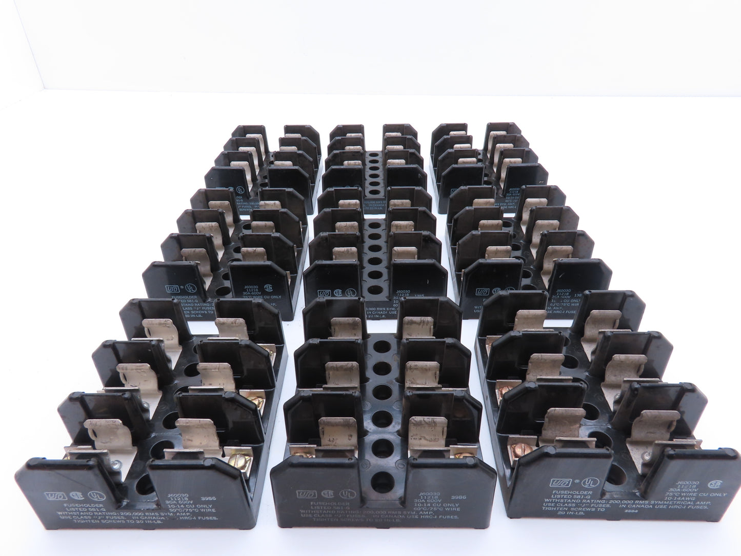 Bussmann J60030 11218 Fuse Block Panel Mount Class J 3 Pole 30A 600V Lot of 9