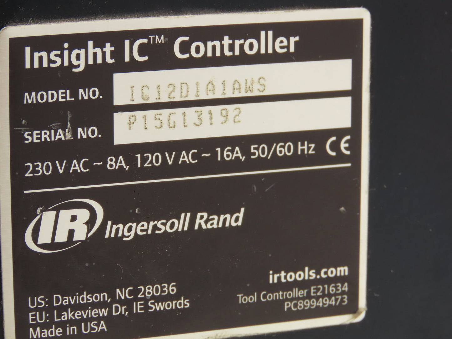 Ingersoll Rand IC12D1A1AWS Insight IC Tool Controller 120VAC - 16A / 240VAC - 8A