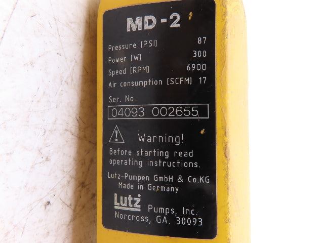 Lutz MD-2 Pneumatic Air Motor Drum & Container Pump 87psi 400W