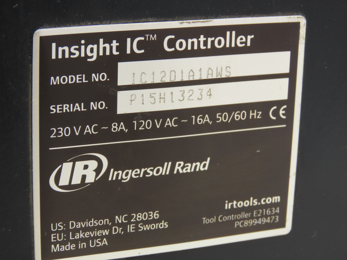 Ingersoll Rand IC12D1A1AWS Insight IC Tool Controller 120VAC - 16A / 240VAC - 8A