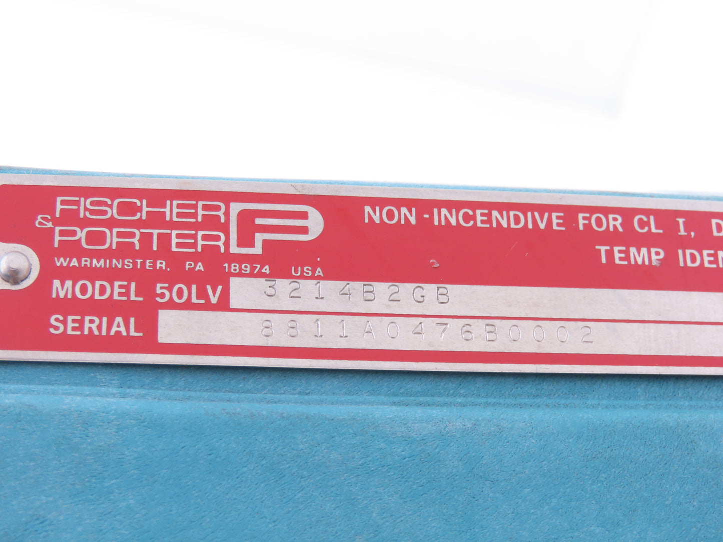 Fischer Porter 50LV3214B2GB Magnetic Flowmeter Signal Converter 120V Size 150mm