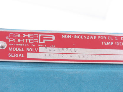 Fischer Porter 50LV3214B2GB Magnetic Flowmeter Signal Converter 120V Size 150mm