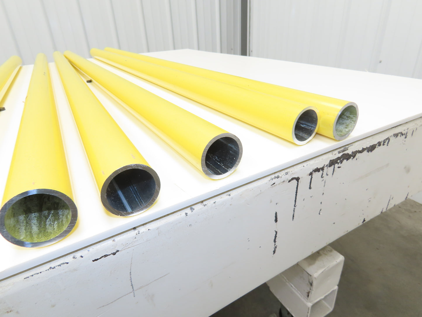 1-1/4"x 48" Sch 40 Yellow Aluminum Speed-Rail 1.66" Pipe OD  Mixed Lot of 9
