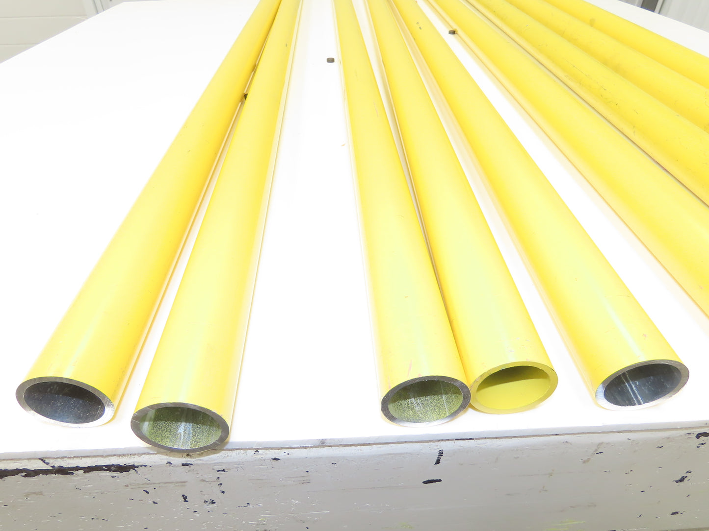 1-1/4"x 48" Sch 40 Yellow Aluminum Speed-Rail 1.66" Pipe OD  Mixed Lot of 9