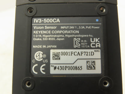 Keyence IV3-500CA Auto-Focus Color Smart Camera 50mm+ Distance 24VDC IP67