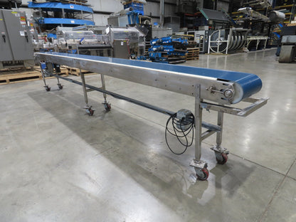 14"x 17' 6" Stainless Slider Bed Portable Conveyor 12"Belt 115V Variable Speed