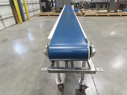 14"x 17' 6" Stainless Slider Bed Portable Conveyor 12"Belt 115V Variable Speed