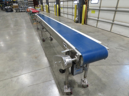 14"x 17' 6" Stainless Slider Bed Portable Conveyor 12"Belt 115V Variable Speed