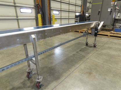 14"x 17' 6" Stainless Slider Bed Portable Conveyor 12"Belt 115V Variable Speed