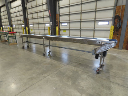 14"x 17' 6" Stainless Slider Bed Portable Conveyor 12"Belt 115V Variable Speed